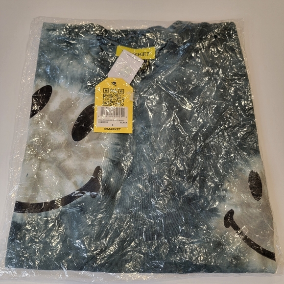 MARKET SHIBORI Smiley BLACK TIE DYE T-SHIRT Size Small NWT! - Picture 1 of 8